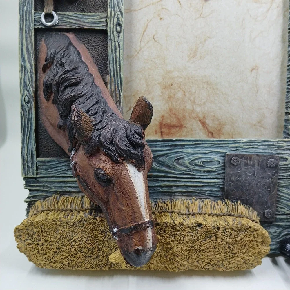 Animal Horse Equestrian 3D Resin Picture Photo Desk Frame Barn Boots‎ Tack Decor
